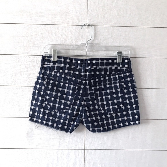Madewell Navy White Grid Print Denim Shorts - Picture 8 of 8